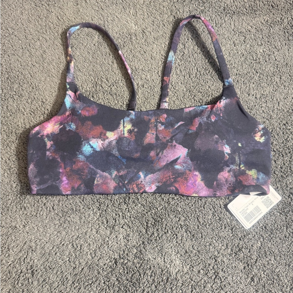 Wunder Train Strappy Racer Bra A/B Color Opulent Floral Black Multi Size 8